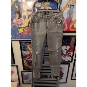 Vigoss The Chelsea Skinny Grey Distressed Jeans Sz 27